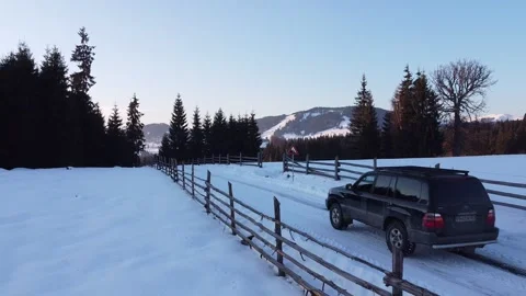 Winter's Tranquil Trail 4x4 SUV Drive Stock-Footage 224775065