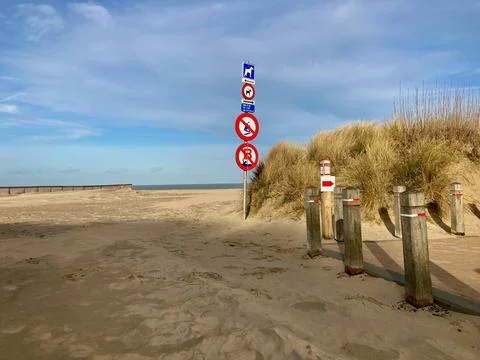 Wintertime at the beach in Belgium Stock Photos