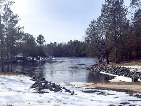 Wintertime at the boat launch Stock Photos