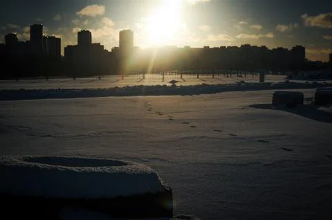 Wintertime in city Stock Photos