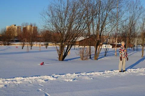 Wintertime in city Stock Photos