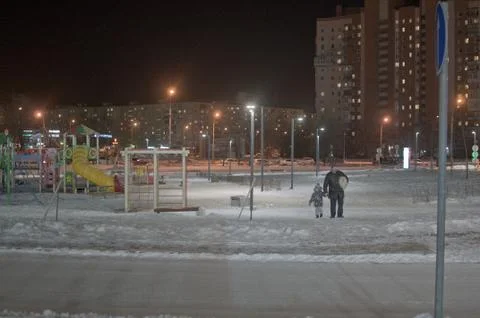 Wintertime in city Stock Photos