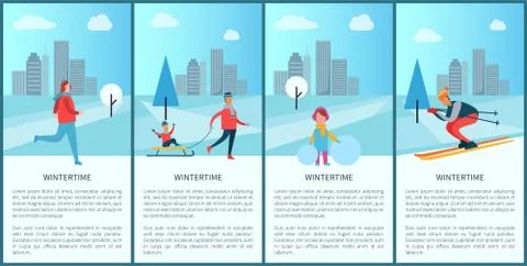 Wintertime Collection and City Vector Illustration Stock Illustration