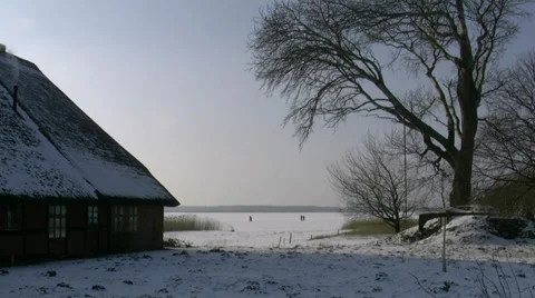 Wintertime on Darss Peninsula - Baltic Sea, Northern Germany Stock Footage 33440116
