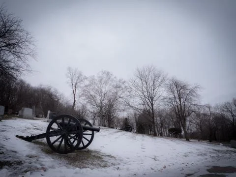The wintery cannon. Stock Photos
