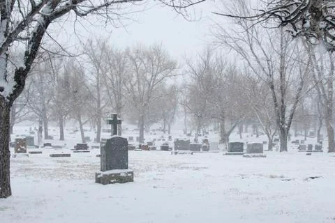 Wintery cemetary Stock Photos