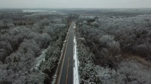 Wintery highway during  Stock Footage 208259101