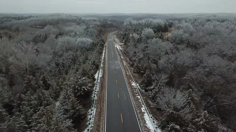 Wintery highway Stock Footage 208258641