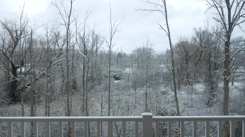 Wintery View From A Balcony With Light Snowfall Stock Footage 268503634