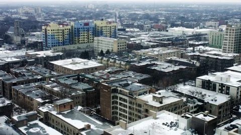 A wintery view of Edgewater in Chicago Video stock 47709486