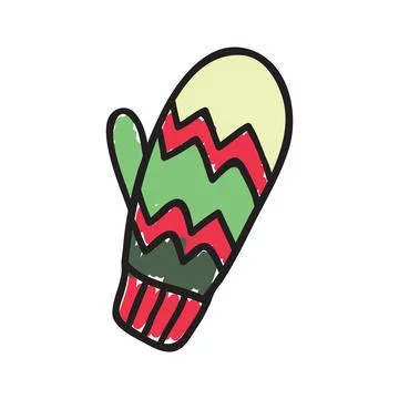 Wintery warm knitted mitten, vector illustration. Stock Illustration