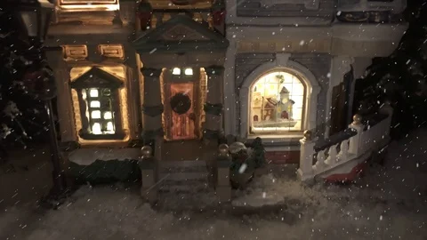 Wintry Blizzard in a Miniature Town During Christmas Holidays Stock Footage 108755706