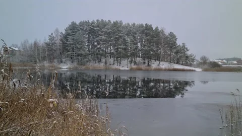 Wintry lake in Vilnius, Lithuania Stock Footage 165685093