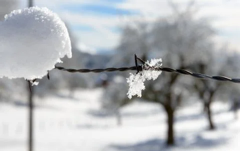 A wintry landscape with snow Stock Photos