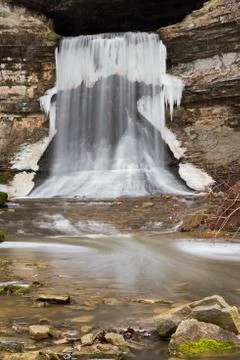 Wintry Porter Cave Falls Stock Photos