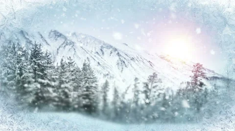 Wintry scene through frozen window loop 4k (4096x2304) Video stock 55219512