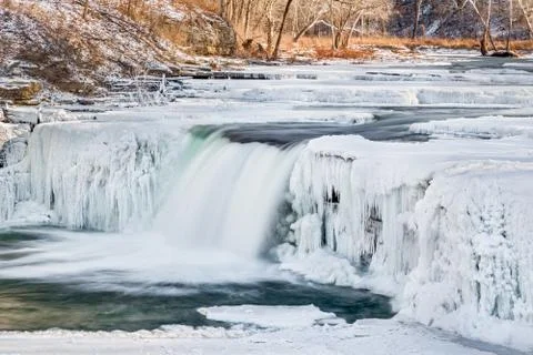 Wintry Waterfall Stock Photos