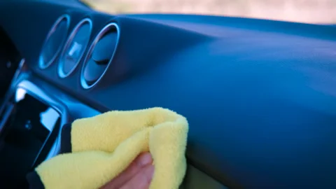 Wipe cabin with micro fiber Stock Footage 314227340