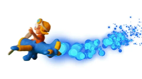 Wipe with funny aviator, alpha. Stop motion Video stock 38277009