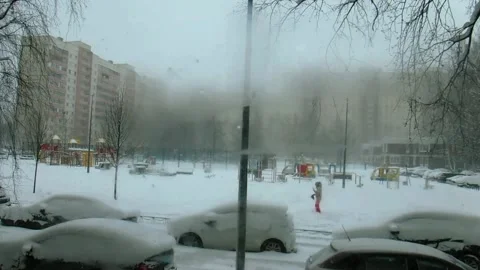 Wipe misted winter window Stock Footage 237514051