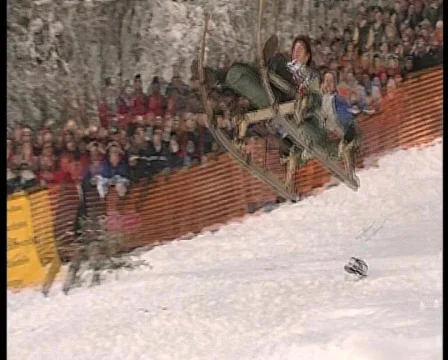 Wipe out on sledge, funny winter olympics.2 Stock Footage 625387