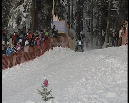 Wipe out on sledge, funny winter olympics.1 Stock Footage 625418