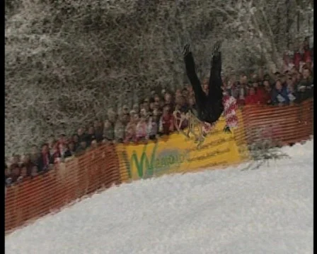 Wipe out on sledge, funny winter olympics.3 Stock Footage 625483