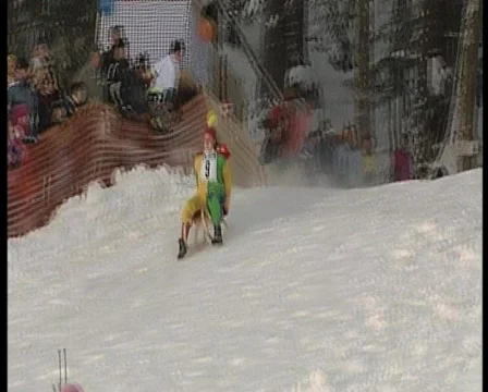 Wipe out on sledge, funny winter olympics.4 Stock Footage 625509