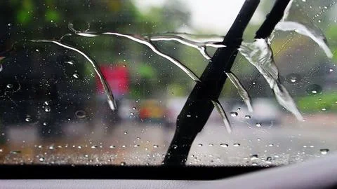 Wipe the rain on the windshield Stock Photos