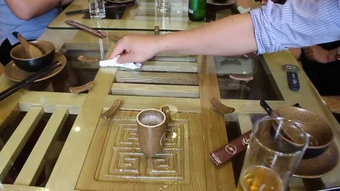 Wipe the table with paper Stock Footage 78177942