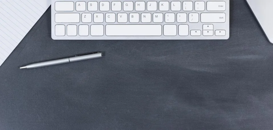 Wiped down blackboard with basic work items Stock Photos