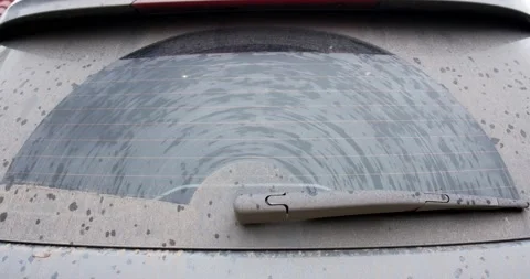 Wiper cleans windshield. Stock Footage 156480348