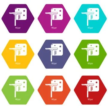Wiper icons set 9 vector 스톡 일러스트