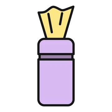 Wipes dispenser box with an open lid showing a tissue Stock Illustration