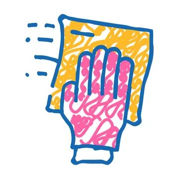 Wiping dust with microfiber icon doodle illustration Stock Illustration