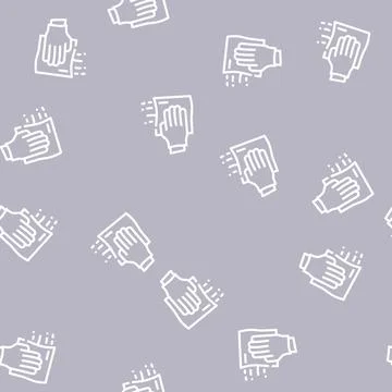 Wiping dust with microfiber line vector seamless pattern Stock Illustration