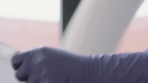 Wiping hands clean Stock Footage 76131587