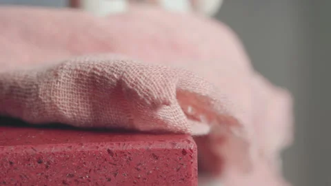 Wiping red table with rag Stock Footage 272173429