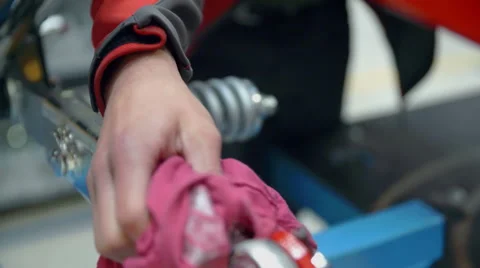 Wiping the surface of the machine Stock Footage 57865443