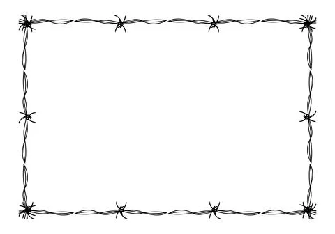Wire barb silhouette frame, rectangle shape, wire frame graphic art line Stock Illustration