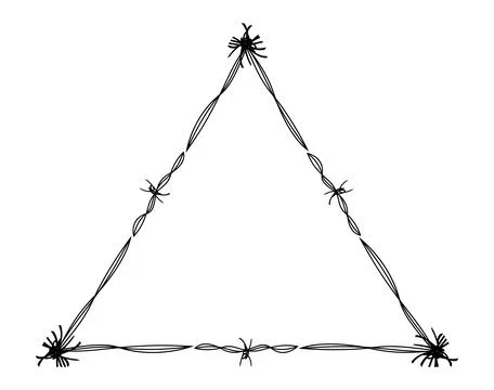 Wire barb silhouette frame, triangle shape, wire frame graphic art line Stock Illustration