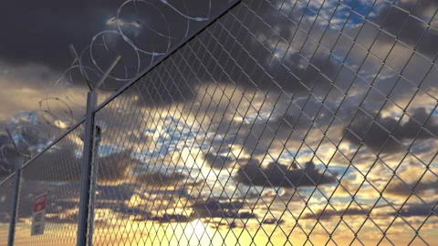 Wire barbed at restricted area and forbidden zone with iron fence loopable Видео 151833797