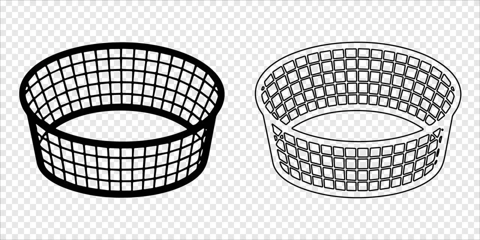 Wire basket with grid pattern Silhouette and Outline Stock Illustration