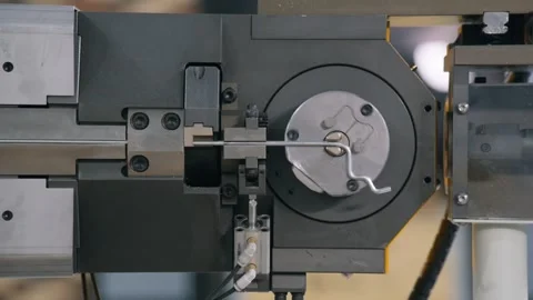 Wire bending process on modern equipment Stock Footage 294105263