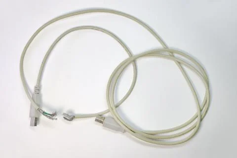 Wire break in the middle of usb cable. Sticking out the wiring Stock Photos