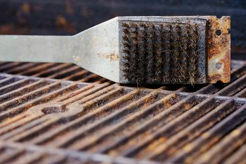 Wire Brush Rusty Grill Cleaning Stock Photos