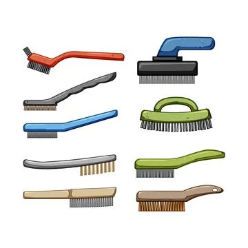 Wire brush set cartoon vector illustration Stock Illustration