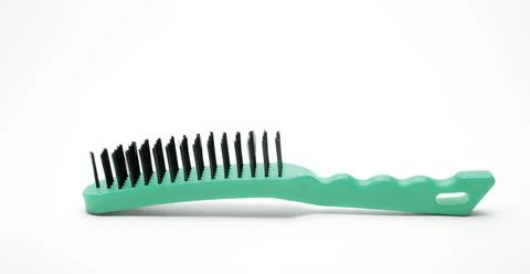 Wire brush, a tool consisting of a brush whose bristles are made of steel wire. Stock Photos