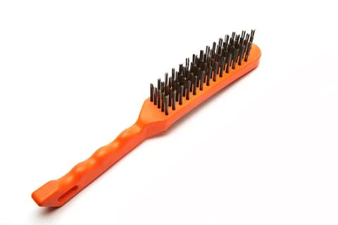 Wire brush, a tool consisting of a brush whose bristles are made of steel wire. Stock Photos