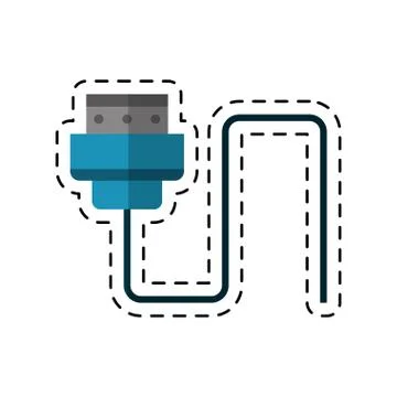 Wire cable computer plug cut line Stock Illustration